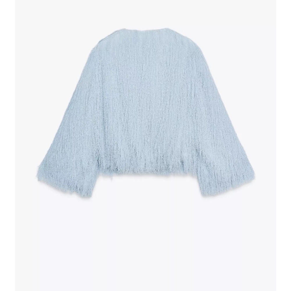 Zara Light Blue Women's Fringe Jacket